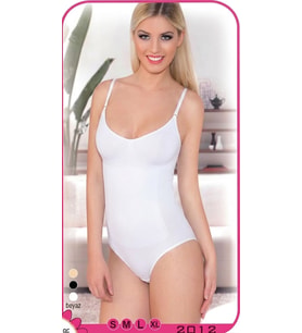 Beyaz Kadın Askılı Body Korse Yüksek Bel Toparlayıcı S-XL 2012