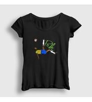 Presmono Kadın Siyah Brasil Futbol Pele T-Shirt 370443tt