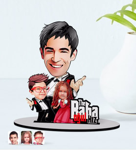 BK Gift Kişiye Özel Godfather Baba Oğul ve Kız Karikatürlü Ahşap Biblo Model-1 (Beyaz)