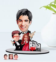 BK Gift Kişiye Özel Godfather Baba Oğul ve Kız Karikatürlü Ahşap Biblo Model-1 (Beyaz)