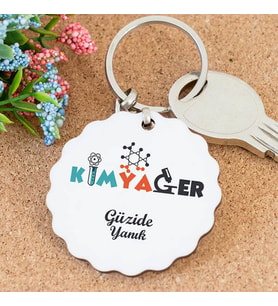 İsme Özel Kimyager Papatya Anahtarlık