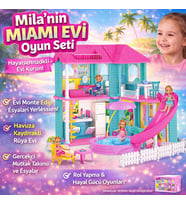 Mila’nın Miami Evi Oyun Seti Mobilyalı Monte Edilebilir Hayal Gücünü Geliştiren Oyun Evi