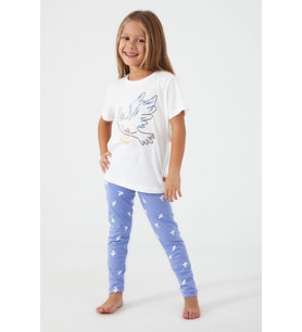Roly Poly 3075 Premium Bird Smile Kız Çocuk Kısa Kollu Taytlı Pijama Takım