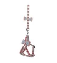 Köpek Göğüs Tasma Seti Ekose Desenli Papyonlu 1.5 cm*35-48 cm Kırmızı