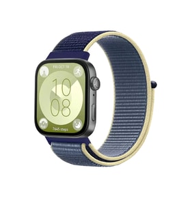 Huawei Fit 4 Hasırlı Cırtcırtlı Kordon - Sarı-Lacivert