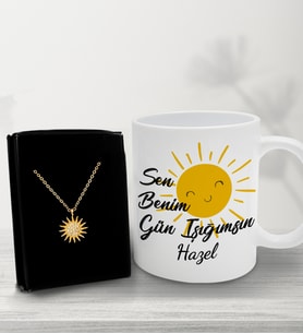 Kişiye Özel Kupa Bardakı&Güneş Kolye Hediye Seti