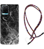 Vivo Y11S Y21S Y20 Y20S Y70 Kılıf Boyun Asklı Rasta Silikon Kara Mermer 1375