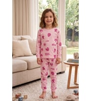 Deniz Temalı Pembe Renk %100 Pamuk Kız Çocuk Pijama Takımı