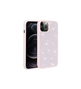 Apple iPhone 14 Pro Max Uyumlu Kılıf Parlak Taşlı Tasarım Zore Ston Kapak (Pembe)