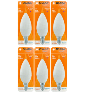 (6 Adet) Osaka 6W (50W) Günışığı (4000K) E14 Duylu (İnce Duy) Led Mum Ampul