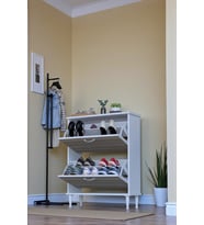 Eliusta Antrex 72 cm Cordoba 2 Düşer Kapaklı Ayakkabılık 72x90x26 cm Ayaklı 4 Bölmeli Ayakkabılık (Sütlü Kahve)