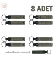 Kül Gri & Yeşil, Miniklere Özel İsim Yazılı Karne Hediyesi Anahtarlık 8’li Set, Öğretmenden Armağan