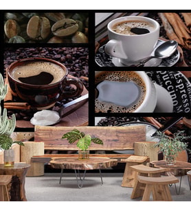 Kahveli Cafe Duvar Kağıdı Baskı