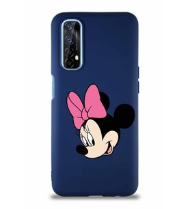 Realme 7 Soft Premier Kapak Minnie Mouse-B Tasarımlı Silikon Kılıf - Lacivert (Şeffaf)
