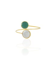 Kadir Jewellery 22 Ayar Altın Kaplama Ayarlanabilir İnci Bilezik (K.Yeşil)