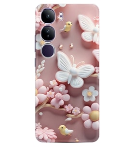 Vivo V40 Lite Kılıf Boutique Baskılı Resimli Pembe Kelebekler Pcode -088