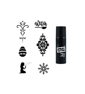 Mandala ve Kar Tanesi Spray Tattoo Geçici Dövme Seti Dark Siyah Sprey