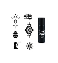 Mandala ve Kar Tanesi Spray Tattoo Geçici Dövme Seti Dark Siyah Sprey