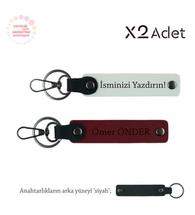 Kardeşe Anlamlı Hediye – Kişisel İsim Soyisimli Anahtarlık Takımı, Beyaz-Bordo-Siyah