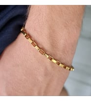 Gold Kare Halkalı Erkek Bileklik