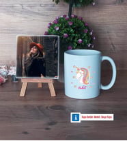 Unicorn Fotoğraflı Dekoratif Taş, Kupa Bardak Beyaz Hediye (Model 1)