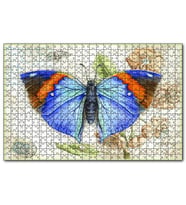 Cakapuzzle  Kartpostal Üstünde Mavi Kelebek  Puzzle Yapboz MDF (Ahşap) (120 Parça)