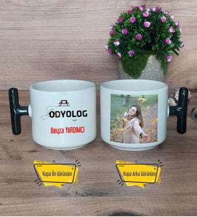 Odyolog Kupa Bardak Fotoğraflı T Siyah Kulplu Tıp Bayramı Hediyesi