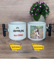 Odyolog Kupa Bardak Fotoğraflı T Siyah Kulplu Tıp Bayramı Hediyesi