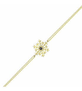 Gözlü Kartanesi Altın Zincir Bileklik 14K Gold (Çok Renkli)