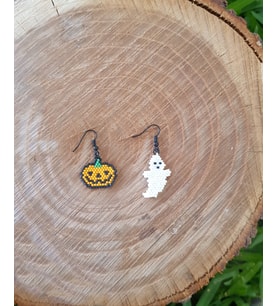 Miyuki Boncuk El Yapımı Balkabağı Hayalet Küpe Halloween Cadılar Bayramı