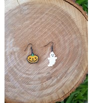 Miyuki Boncuk El Yapımı Balkabağı Hayalet Küpe Halloween Cadılar Bayramı