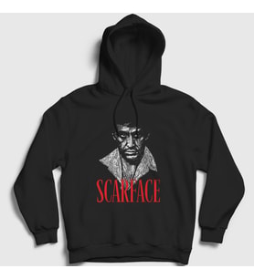 Presmono Unisex Siyah Tony Montana Film Scarface Kapüşonlu Sweatshirt 251117tt