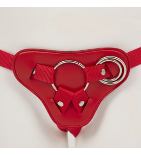 ETSMagaza Protez Penis Kemer Metal 3 Halkalı Kırmızı Deri