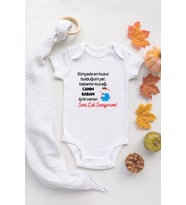 Özel Tasarım Lisanslı En Huzur Bulduğum Yer Babamın Kucağı Baba Bebek Body Bebek Badi Zıbın