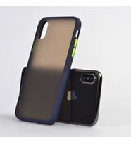 Apple iPhone XS Max 6.5 Kılıf Fri Mat Yüzey Renkli Kenar Kılıf (Lacivert)