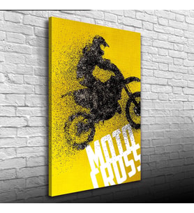 Motor Cross Sarı Siyah Tonlarda Poster Kanvas Tablo 50 x 70