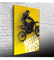 Motor Cross Sarı Siyah Tonlarda Poster Kanvas Tablo 50 x 70