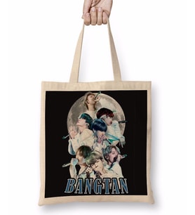 Bts Moon Bangtan 01 Bez Çanta Uzun Saplı