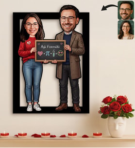 BK Gift Kişiye Özel Sevgili Karikatürlü 3D Ahşap Tablo -7, Fotoğraftan Karikatür, Sevgililer Günü Hediyesi, Ev Hediyesi