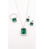 Zümrüt Kesim Yeşil Taşlı Pırlanta Montür Set (Pembe - Sarı)