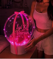 Kişiye Özel Mesajlı LED Işıklı Bobo Şeffaf Balon Kutusu Gece Lambası - Sevgiliye, Kıza, Arkadaşa Hediye Doğum Günü Hediyesi