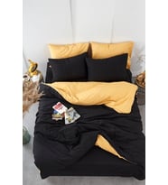 Çift Kişilik Çift Taraflı Nevresim Yorgan Kılıfı 200x220 Siyah-Sarı