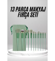 Makyaj Fırça Seti Yeşil 13 Parça Fondöten Fırçası Allık Fırçası Far Fırçası