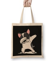 Funny Dabbing Pied French Bulldog Dog Bez Çanta Uzun Saplı