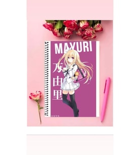 Mayuri Anime Defter 1 Adet Özel Tasarım A4 Boyutu Telli Çizgili Defter 21*29 Cm