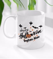 BK Gift Kişiye Özel Happy Halloween Tasarımlı Beyaz Kupa Bardak-11