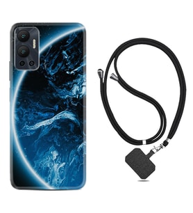 Infınix Hot 12 Kılıf Silikon Boyun Askılı İpli Desenli Silikon Blue Planet 1610