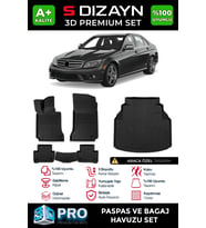 S-Dizayn Mercedes C Serisi W204 3D Pro Havuzlu Paspas ve Bagaj Havuzu Seti (2'li SET) 2007-2014 A+ Kalite