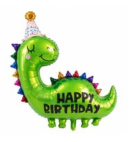 Happy Birthday Sevimli Dinazor Yeşil Folyo Balon