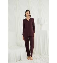 Mulvxbrf Brf02 Uzun Kollu Boydan Düğmeli V Yaka Pijama Takımı (Mulvix)